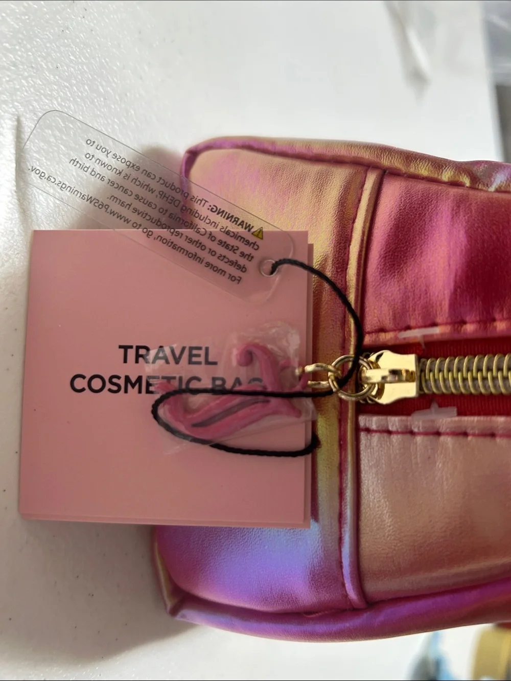 Juicy Couture Pink Metallic Rhinestone Logo Cosmetic Pouch